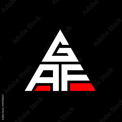 GAF triangle letter logo design with triangle shape. GAF triangle logo design monogram. GAF triangle vector logo template with red color. GAF triangular logo Simple, Elegant, and Luxurious Logo. GAF 