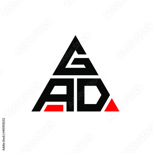 GAD triangle letter logo design with triangle shape. GAD triangle logo design monogram. GAD triangle vector logo template with red color. GAD triangular logo Simple, Elegant, and Luxurious Logo. GAD  photo