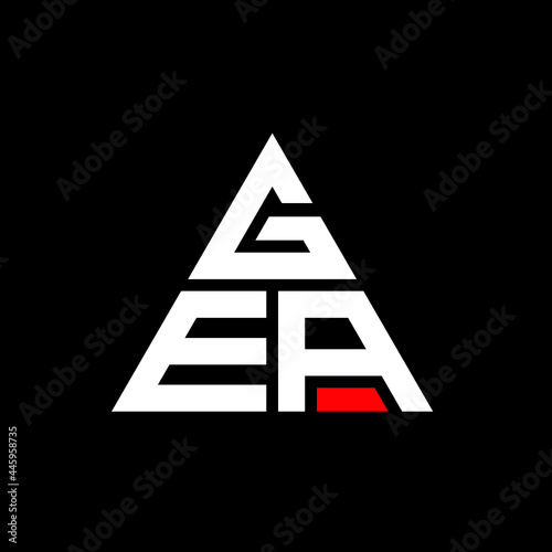 GEA triangle letter logo design with triangle shape. GEA triangle logo design monogram. GEA triangle vector logo template with red color. GEA triangular logo Simple, Elegant, and Luxurious Logo. GEA 