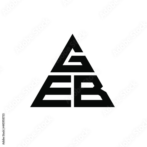 GEB triangle letter logo design with triangle shape. GEB triangle logo design monogram. GEB triangle vector logo template with red color. GEB triangular logo Simple, Elegant, and Luxurious Logo. GEB 