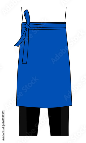 Blue Chef Waist Half Apron Template Vector For Men-Women.