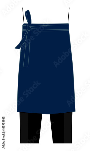 Navy Blue Chef Waist Half Apron Template Vector For Men-Women.