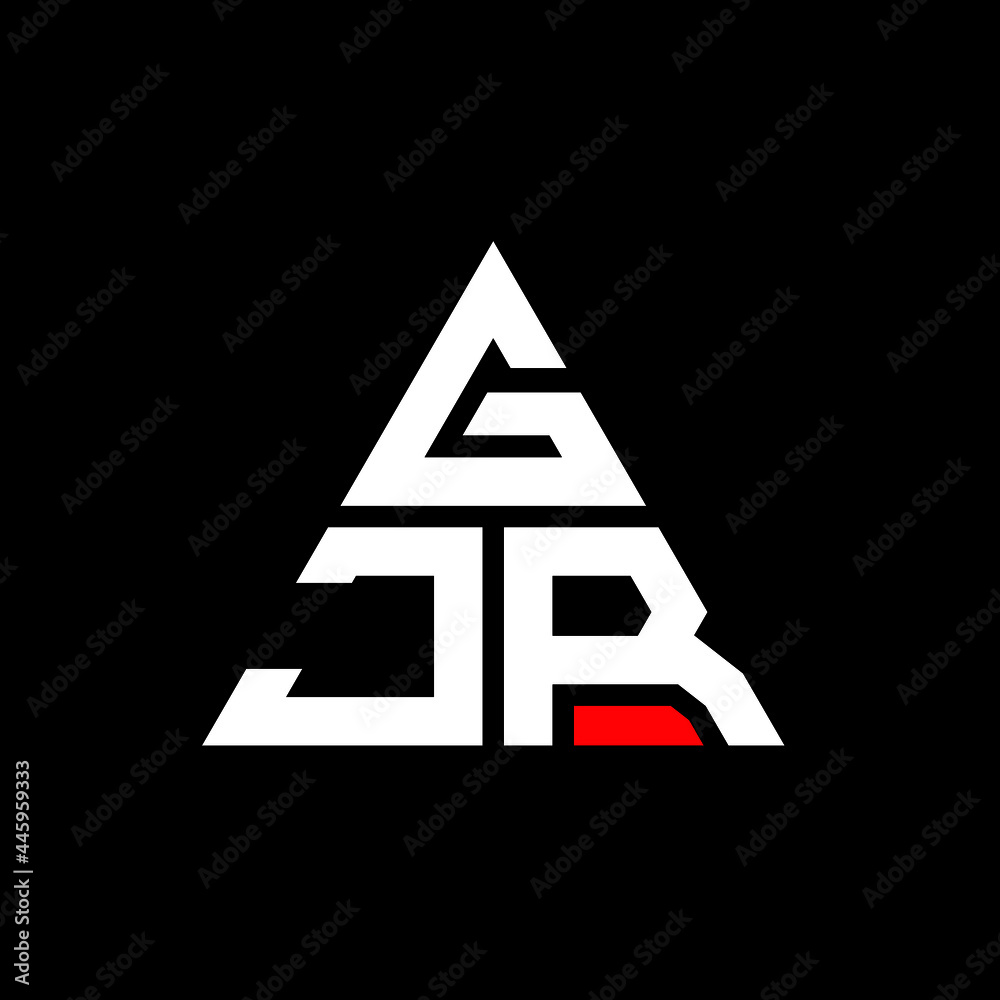 GJR triangle letter logo design with triangle shape. GJR triangle logo design monogram. GJR triangle vector logo template with red color. GJR triangular logo Simple, Elegant, and Luxurious Logo. GJR 