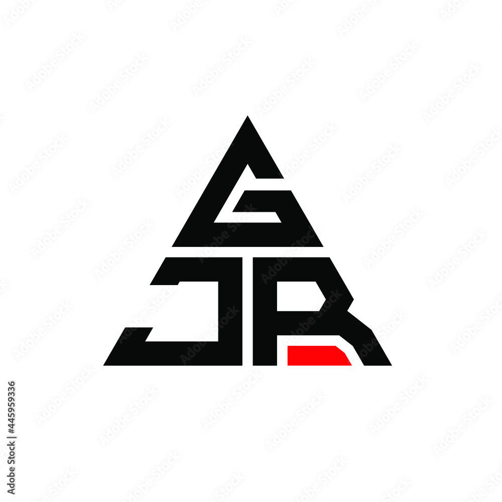 GJR triangle letter logo design with triangle shape. GJR triangle logo design monogram. GJR triangle vector logo template with red color. GJR triangular logo Simple, Elegant, and Luxurious Logo. GJR 