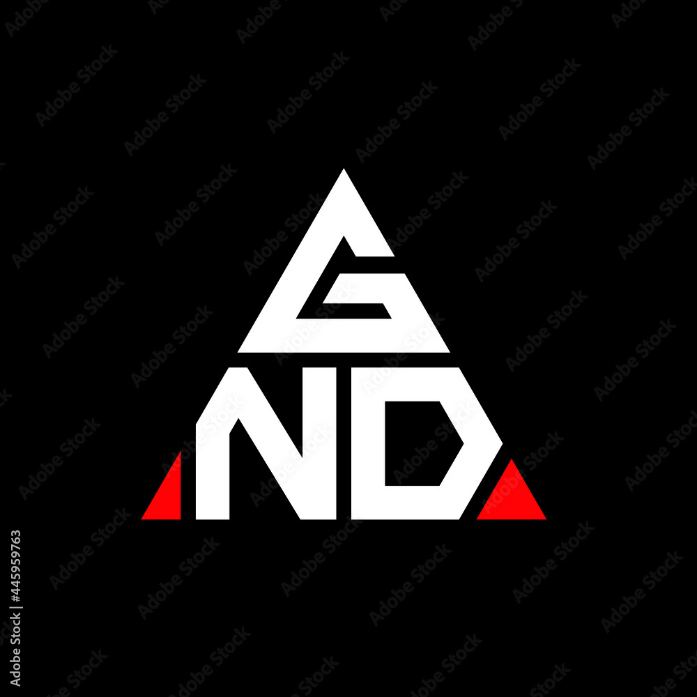 GND triangle letter logo design with triangle shape. GND triangle logo