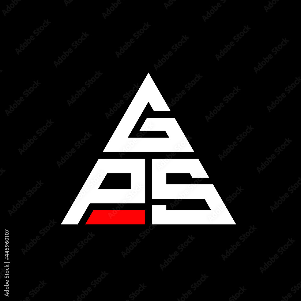 GPS triangle letter logo design with triangle shape. GPS triangle logo design monogram. GPS triangle vector logo template with red color. GPS triangular logo Simple, Elegant, and Luxurious Logo. GPS 