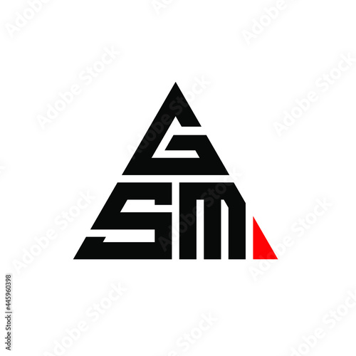 GSM triangle letter logo design with triangle shape. GSM triangle logo design monogram. GSM triangle vector logo template with red color. GSM triangular logo Simple, Elegant, and Luxurious Logo. GSM 