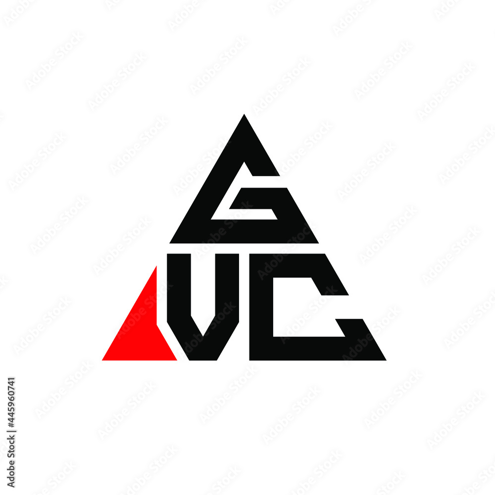 GVC triangle letter logo design with triangle shape. GVC triangle logo design monogram. GVC triangle vector logo template with red color. GVC triangular logo Simple, Elegant, and Luxurious Logo. GVC 