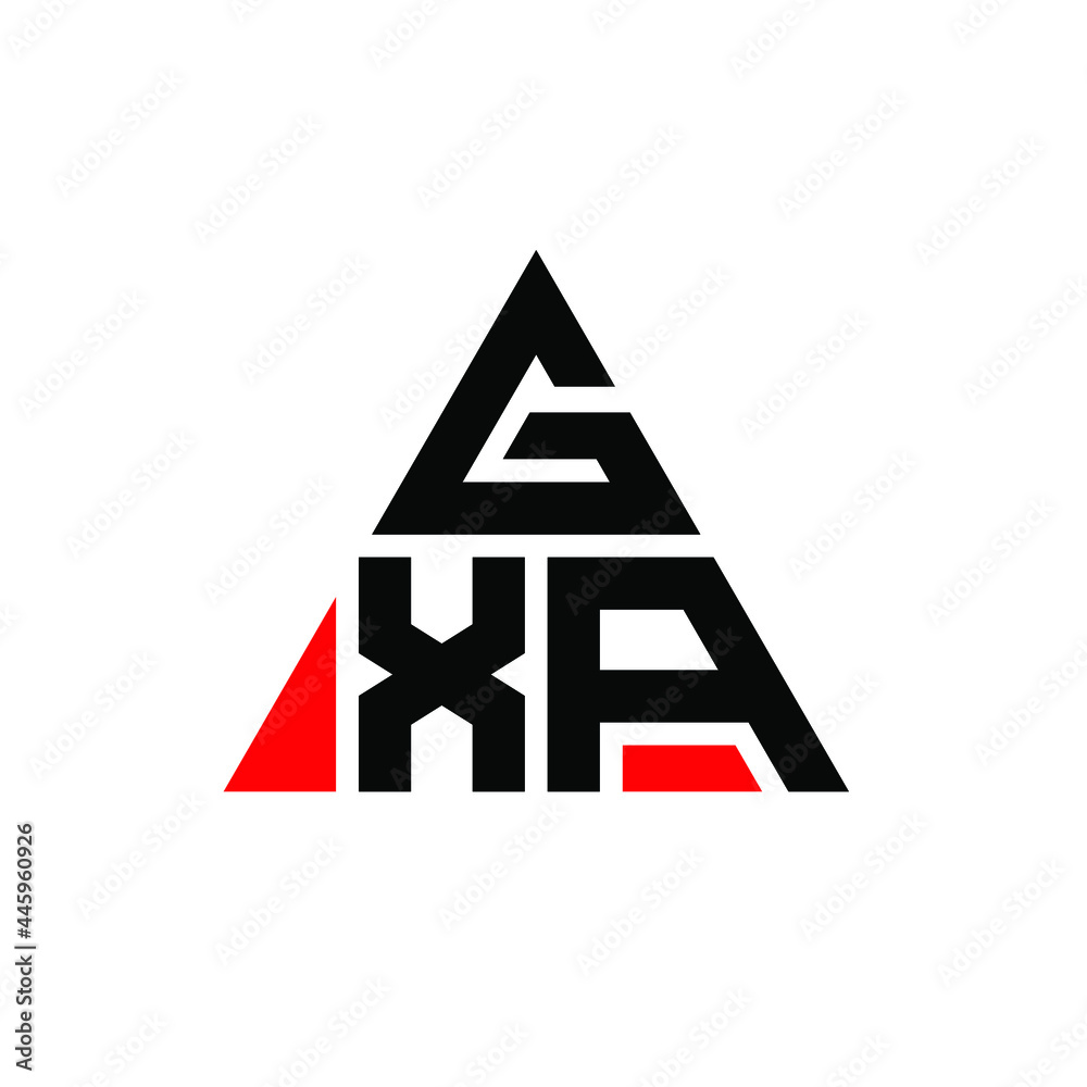 GXA triangle letter logo design with triangle shape. GXA triangle logo design monogram. GXA triangle vector logo template with red color. GXA triangular logo Simple, Elegant, and Luxurious Logo. GXA 