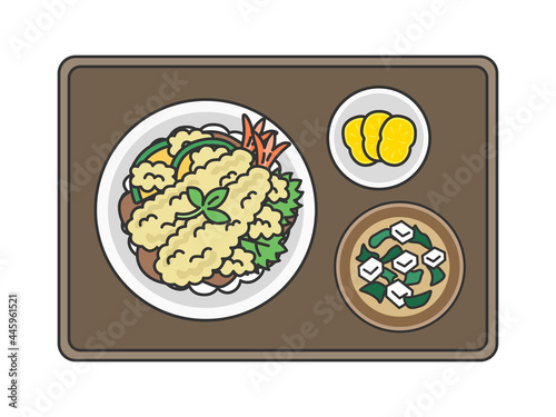 天丼の定食のイラスト