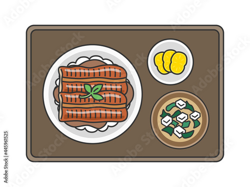 うなぎ丼の定食のイラスト