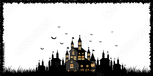 ハロウィン　城　コウモリ　背景