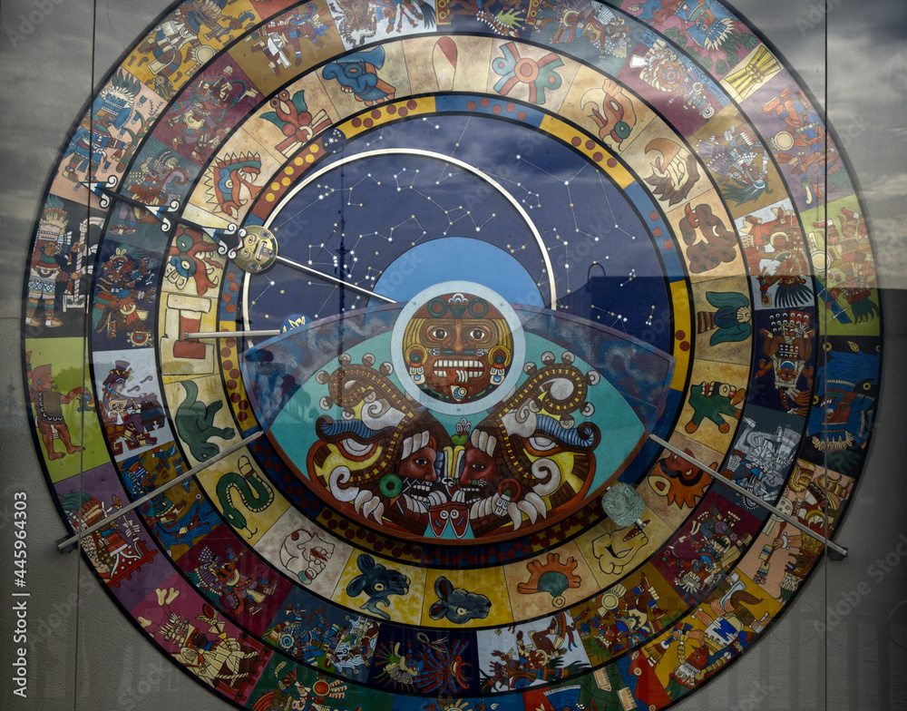 Mexico - Re-creation of the Aztec Calendar - obrazy, fototapety, plakaty 