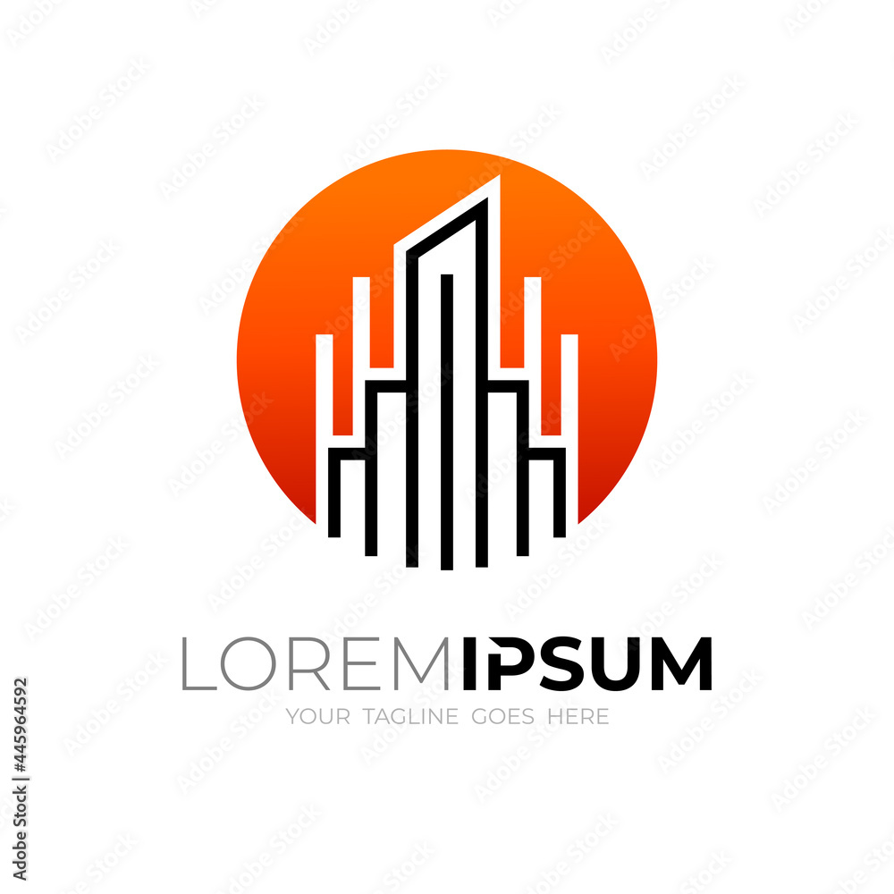 Building logo with circle design template, city logos Building logo with circle design template, city logos