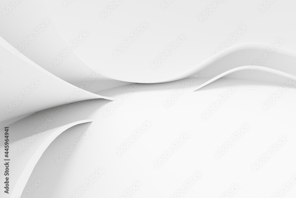 Abstract white Architecture Background. 3d render. Modern Geometric Wallpaper. Futuristic Technology Design