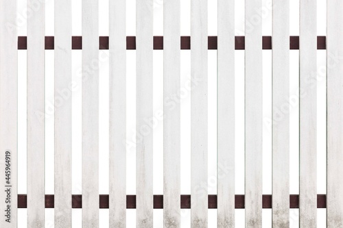 White hardwood fence isolated on a white background