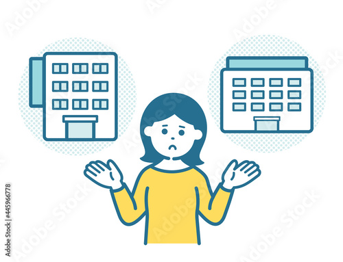 A woman who is at a loss when choosing a company