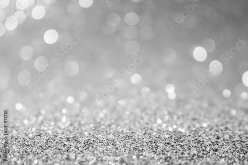 Silver background Abstract Bokeh Christmas.