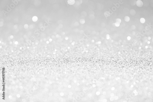 Silver background Abstract Bokeh Christmas.