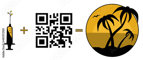 vaccination infographics. prick barcode vacation trip. vector illustration on a white background.