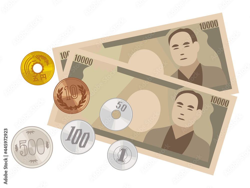 お金のイラスト日本硬貨と日本紙幣stock Vector Adobe Stock