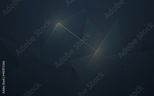 Abstract polygonal pattern luxury dark blue with gold background. Futuristic technology digital hi tech concept. Vector illustration