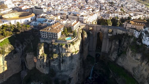 Puenta Nueva bridge over Guadalevin River, divides the city of Ronda, Malaga, Andalusia