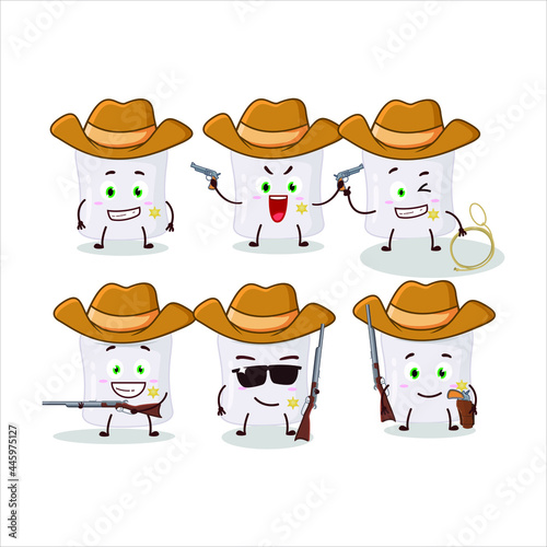 Cool cowboy marshmallow cartoon character with a cute hat. Vector illustration