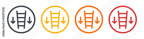 Ladder with arrow down. Downstairs icon. vector illustration