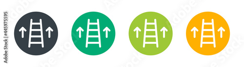 Upstairs icon. Ladder with arrow icon. symbol of improvement and job promote concept