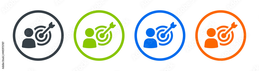target user icon vector illustration. Person with arrow on bullseye icon. target user icon vector illustration. Person with arrow on bullseye icon.