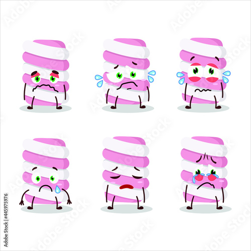 Marshmallow twist cartoon character with sad expression. Vector illustration
