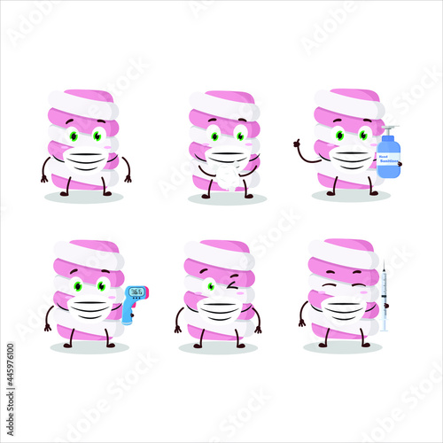 A picture of marshmallow twist cartoon design style keep staying healthy during a pandemic. Vector illustration