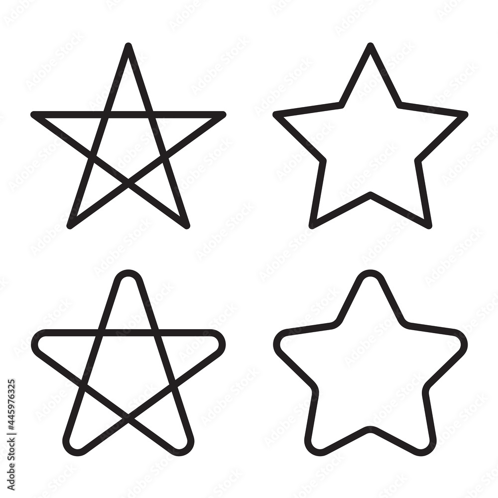 Stars Outline Set - Simple line art vector illustration of a star suitable for children education, children book, coloring book, design assets, and illustration in general Stars Outline Set - Simple line art vector illustration of a star suitable for children education, children book, coloring book, design assets, and illustration in general