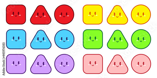 Cute Colorful Shapes Set - Amazing cute vector illustration of a square, triangle, and round suitable for game, animation, children education, sticker set, children book, and illustration in general
