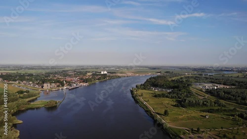 Wallpaper Mural Aerial View Over Oude Mass With Town Of Puttershoek In Background. Slow Dolly Back Torontodigital.ca