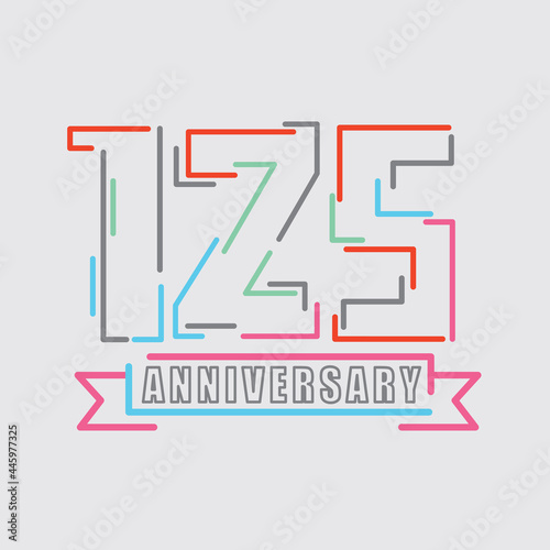 125th Years Anniversary Logo Birthday Celebration Abstract Design Vector Illustration.