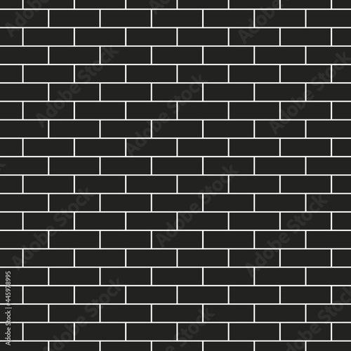 Abstract seamless black and white brick wall pattern. Vector Illustration.