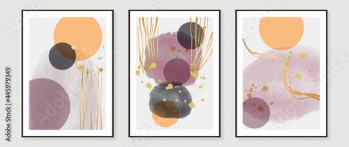 Abstract art watercolor background vector. Minimal hand painted watercolor and line art illustration.  Design for wall decoration, wall arts, cover, postcards, brochure. 