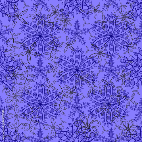 pattern with interesting doodles on colorfil background. Vector illustration.