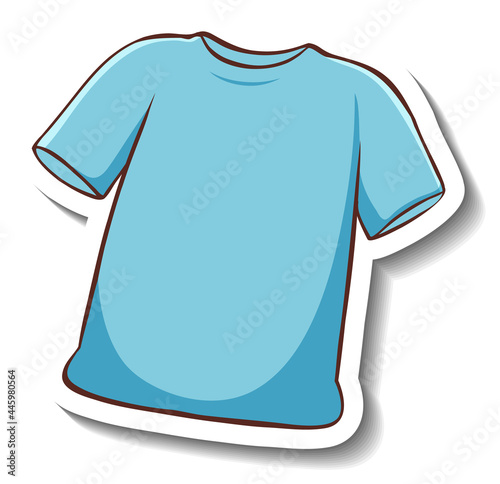 A sticker template with a blue t-shirt isolated