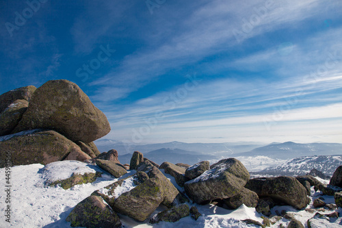Stones in the mountains with snow 3