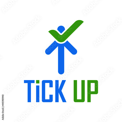 Stock logo creative man and tick up arrow symbol business grow illustration line logo concept design