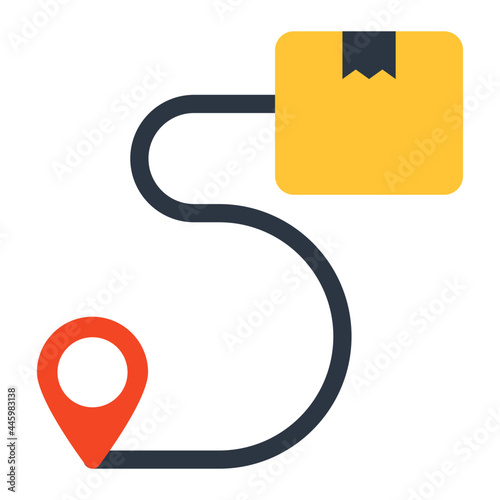A flat design icon of parcel route