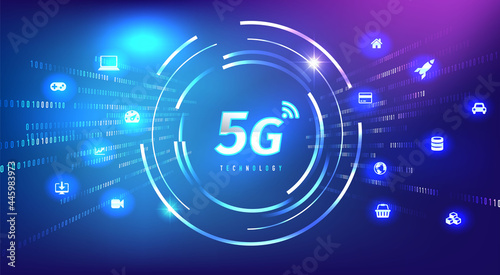5G network wireless internet Wi-fi connection. communication network concept. High speed, broadband telecommunication. vector design.