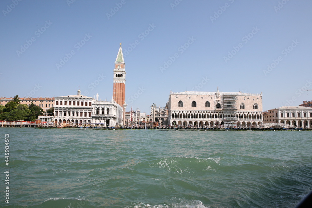 beautiful view of Venice from the boat in summer
