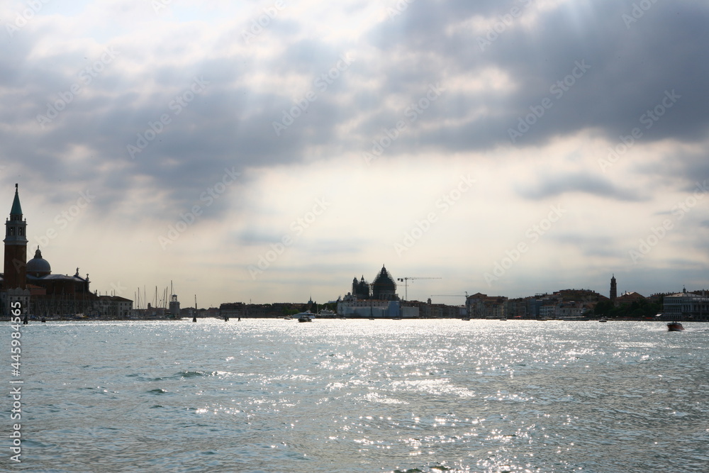 beautiful view of Venice from the boat in summer