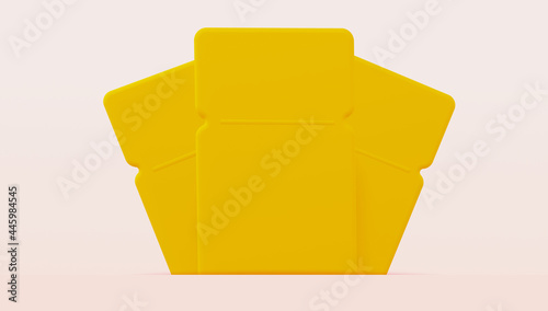 Mockup 3 yellow coupons for various purposes. 3d rendering