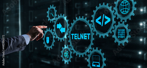 Telnet Virtual terminal client. Internet and Network concept. Teletype Network Protocol photo