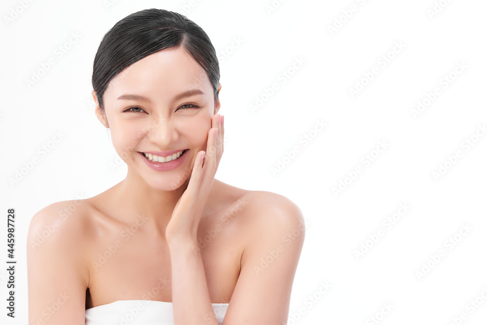 Beautiful young asian woman with clean fresh skin on white background, Face care, Facial treatment, Cosmetology, beauty and spa, Asian women portrait. Beautiful young asian woman with clean fresh skin on white background, Face care, Facial treatment, Cosmetology, beauty and spa, Asian women portrait.